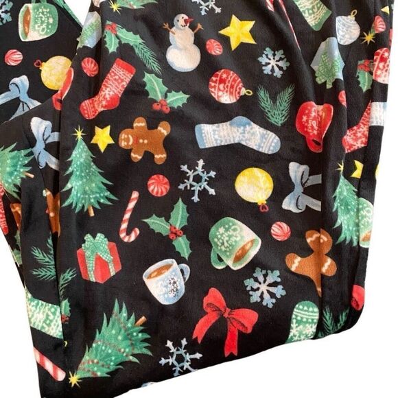Happy Holidays NWT size 2X/3X pajama pants black red Christmas - Picture 2 of 5